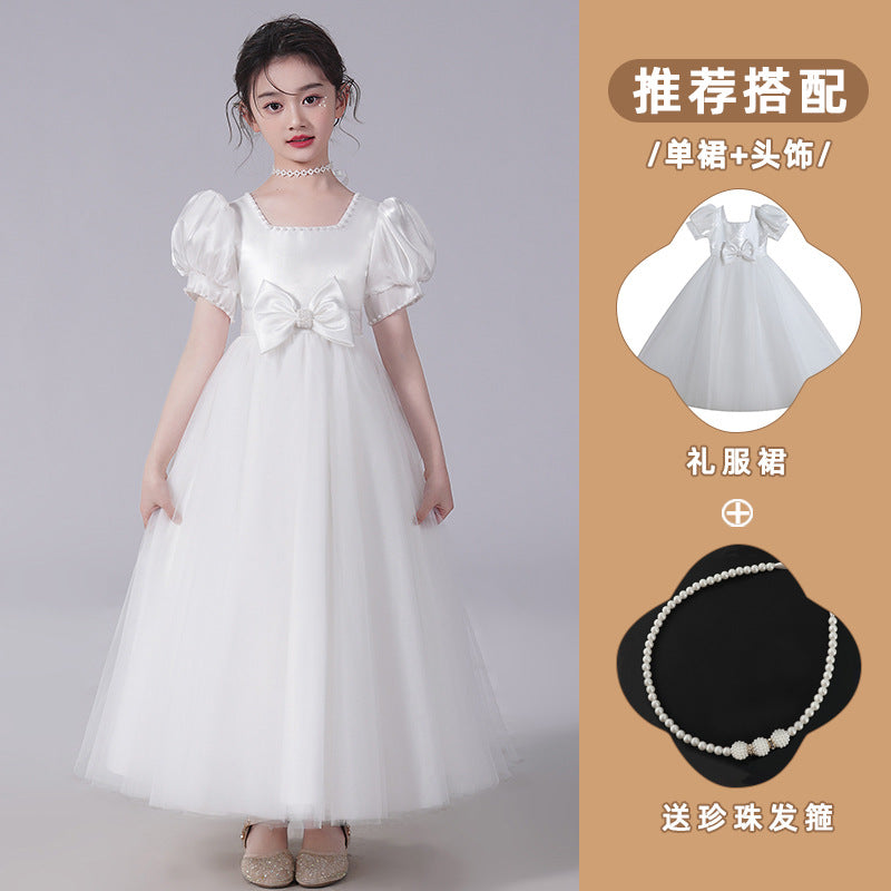 ZllKl Children's Dress Princess Dress Children's Summer Clothing Western Style Little Girl Birthday Catwalk Costume for Piano Performance Girl Dress