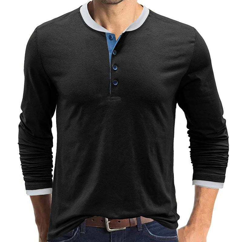 ZLLKL 2025 men's clothing Henry shirt autumn and winter men's long-sleeved t-shirt Popular trade men's t-shirt short-sleeved top clothing wholesale