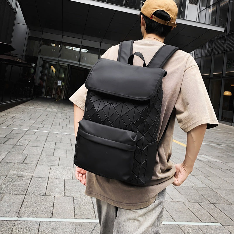Backpack Men's New Fashion Brand Geometric Rhombus Backpack Large Capacity Commuter Computer Bag Student Schoolbag