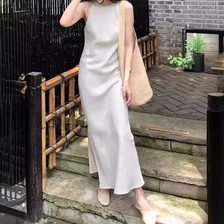 2025 Spot new Chinese style cold sense sleeveless dress women's popular summer new niche temperament long back