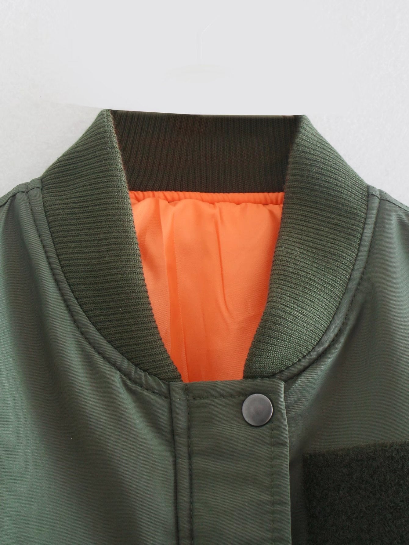 Army green short flight jacket cotton clothes women's autumn and winter new European and American spice girls loose stand-up collar casual coat