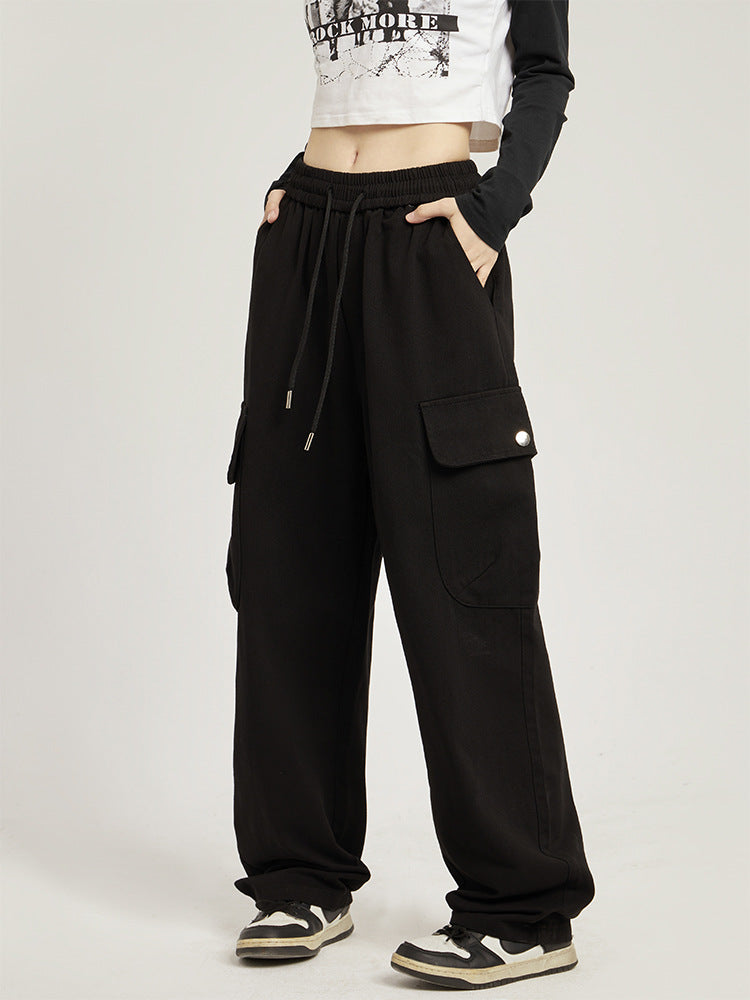 ZllKl American Retro Workwear Casual Pants for Women Spring and Summer New Fashion Brand High Street Hiphop Loose Straight Trousers