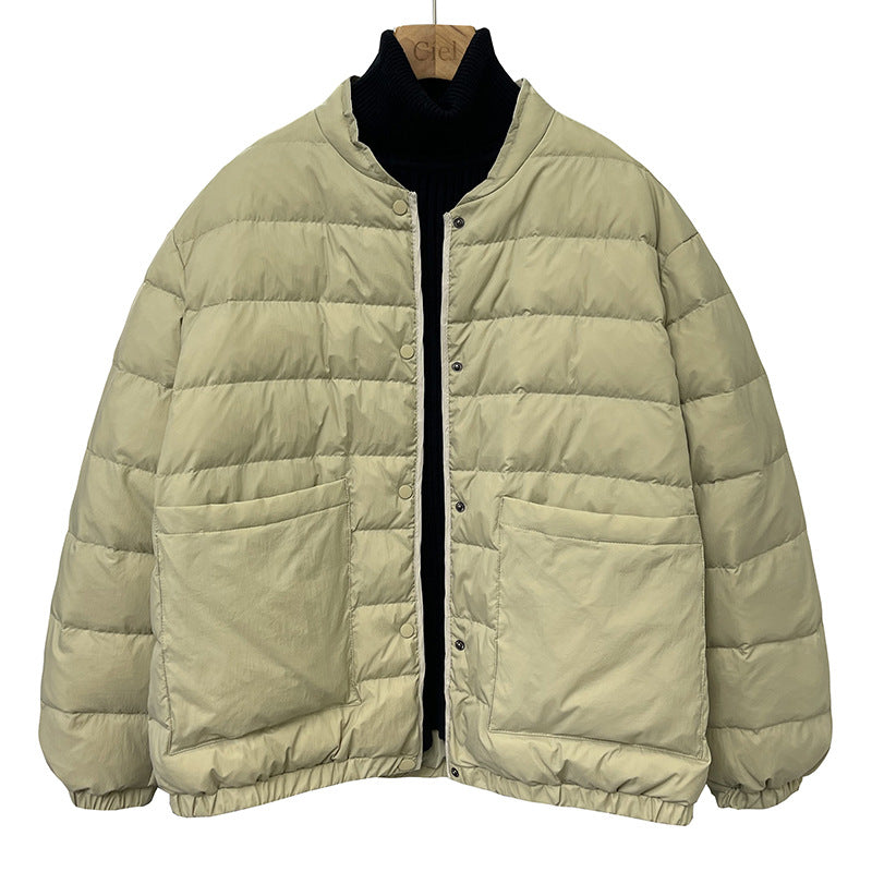 2023 autumn and winter new down jacket women's light and loose white duck down baseball collar commuter warm short jacket