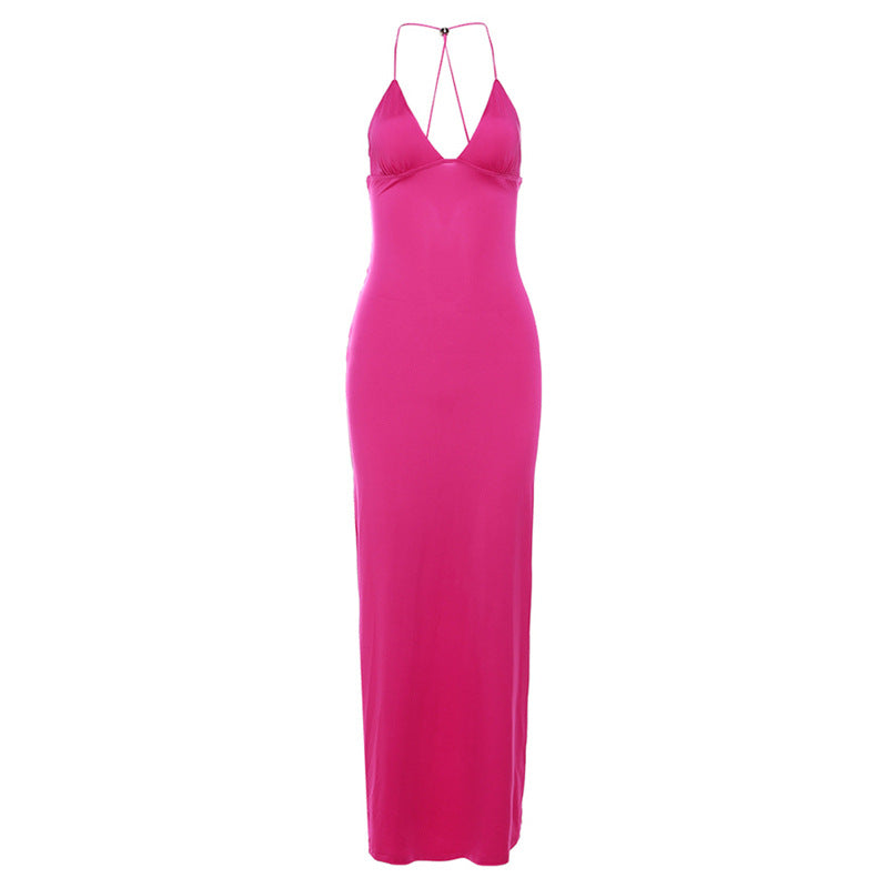 ZllKl Cross Border Summer Fashion Trends Women's New Halter Backless Slim-Fit Printed Sheath Dress