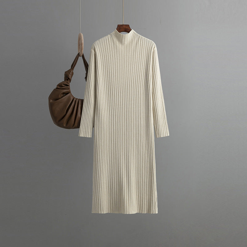 ZllKl Knitted primer dress women's inner New new autumn and winter semi-turtleneck medium and long temperament sweater long skirt over the knee