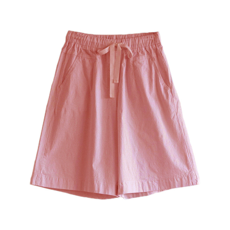 ZllKl Cotton Shorts Women's Loose Shorts Summer Thin High Waist 100.00kg plus Size Casual Pants Women's Wide Leg Slimming Middle Pants