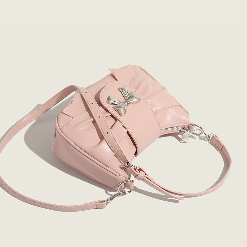 ZLLKL 2025 niche sweet small bag women's bag high-end light luxury messenger bag super fire bow underarm bag women