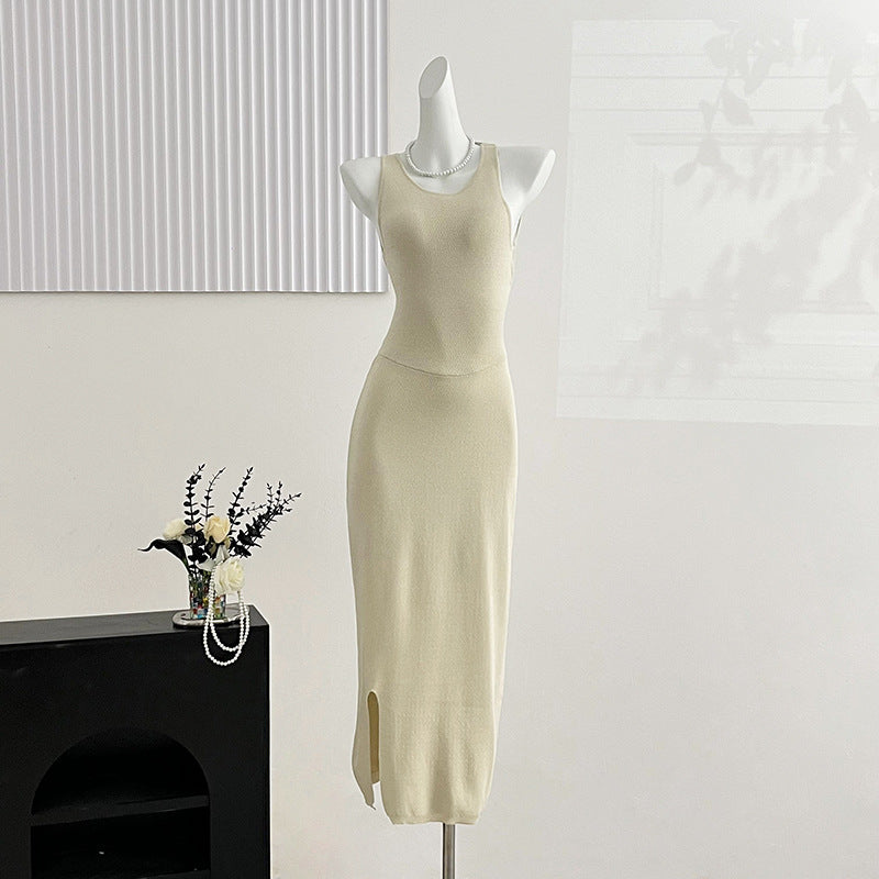 ZllKl 2025 women's clothing New summer new fashionable and sexy round neck slim-fit halter waist and hip dress