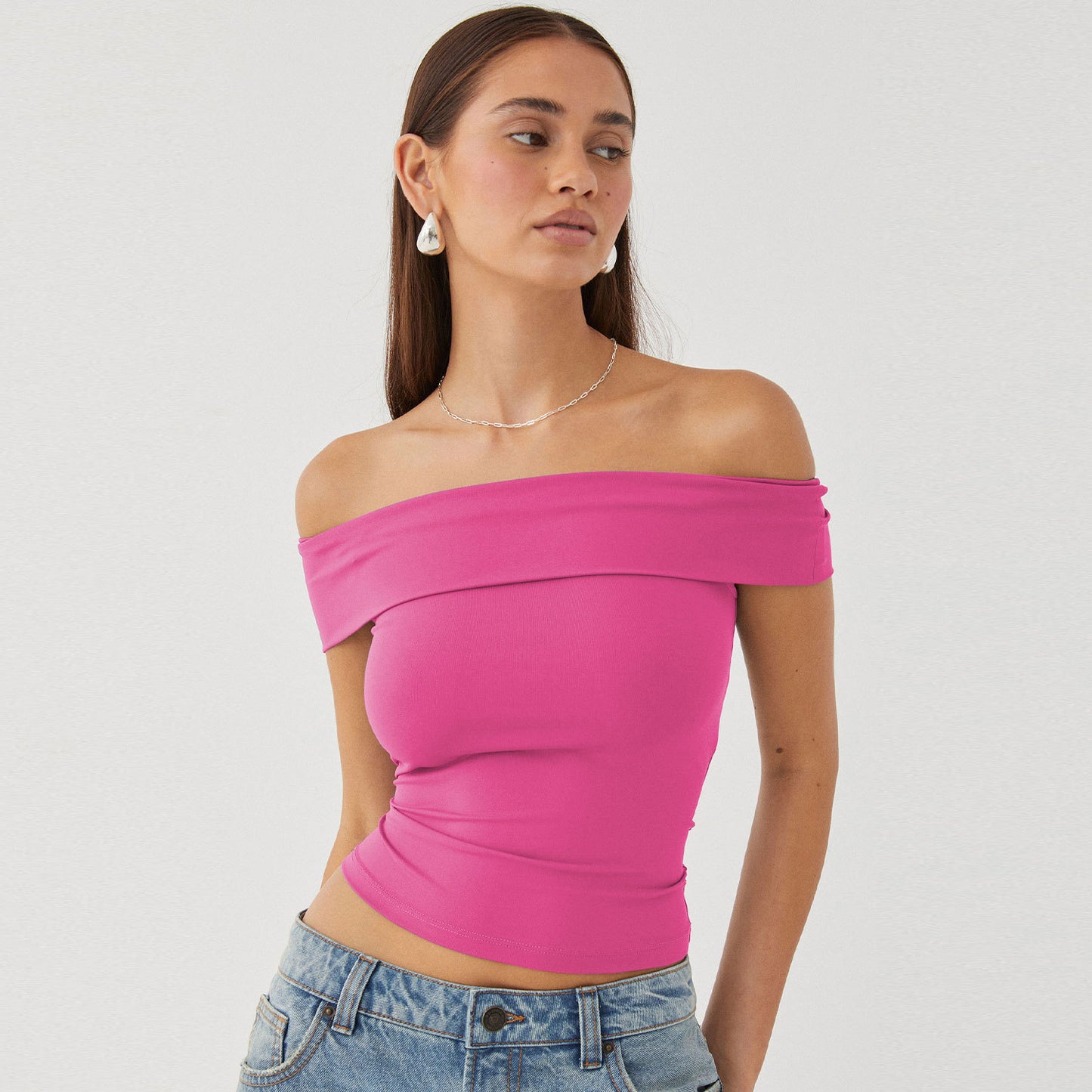 ZllKl European and American Women's Clothing Summer New Tube Top Sexy T-shirt off-Shoulder Hot Girl Pure Desire Style Top for Women
