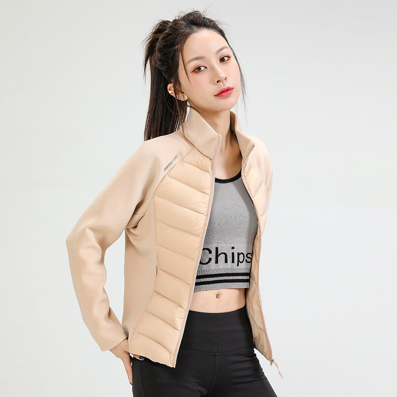 LuLu same winter new trendy brand new national standard 90 duck down outdoor sports stand-up collar down jacket women's short light and thin