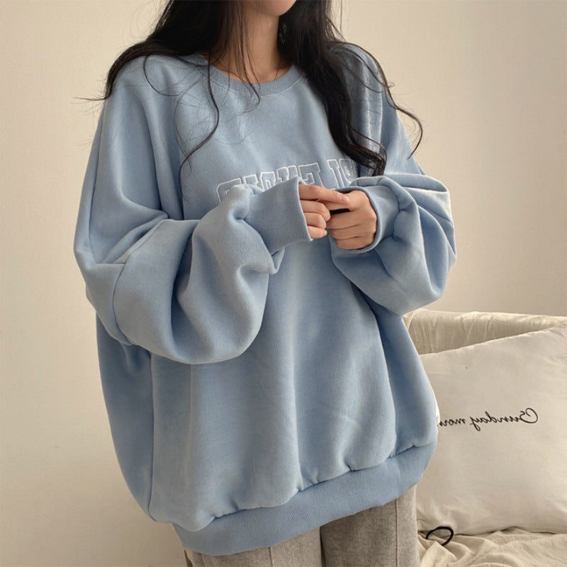 ZLLKL 2025 Fleece cotton thin sweater women's new women's clothing loose spring autumn and winter thickened jacket plus size gray
