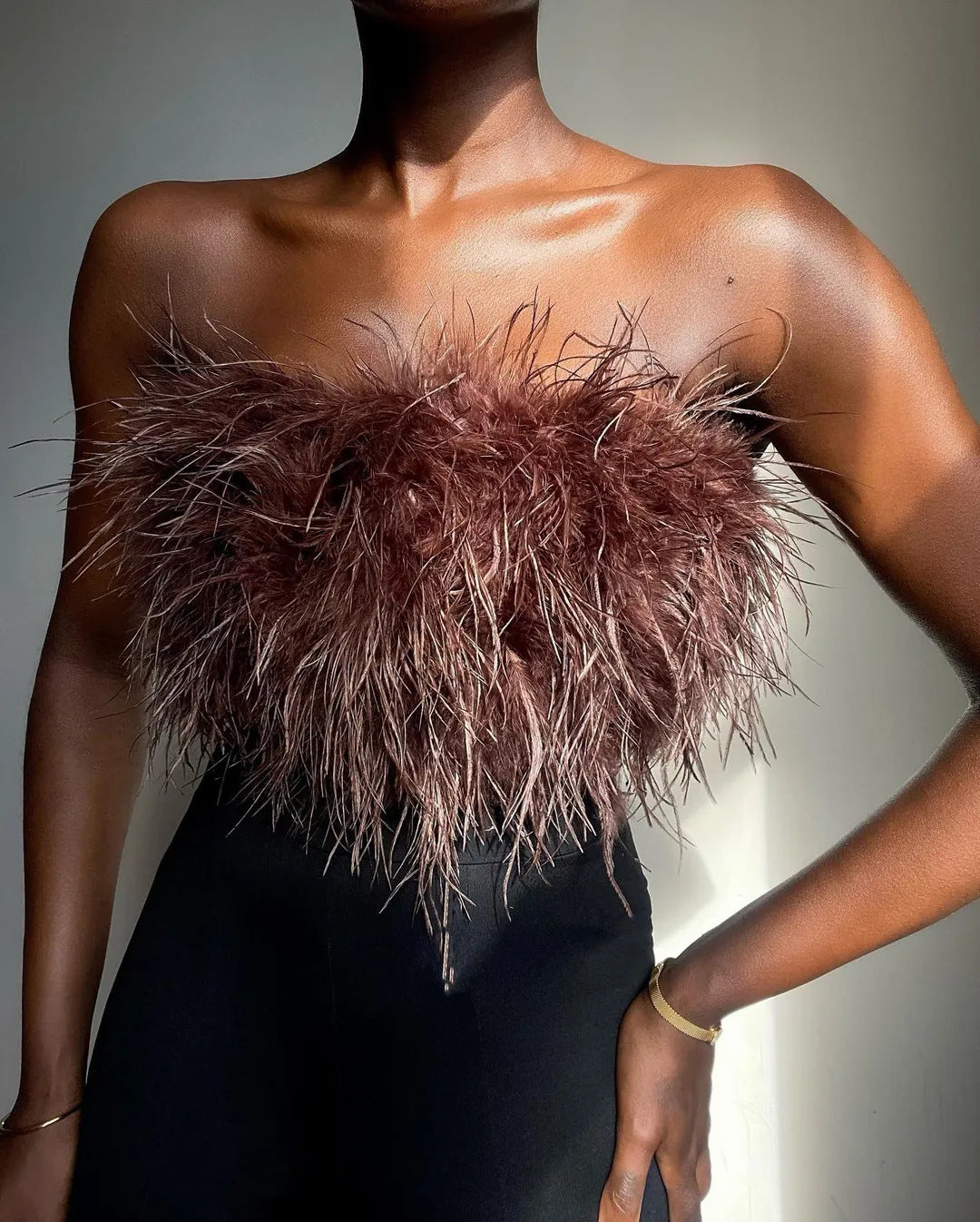 Spring and summer 2022 2025 Popular trade fashion fluffy multi-color fluffy tube top versatile 2025 New tops New