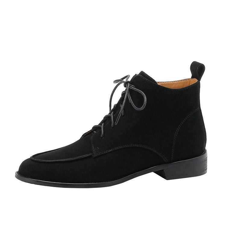 2025 Martin boots women's popular new matte retro boots thick heel lace-up high-end small short boots women's autumn and winter