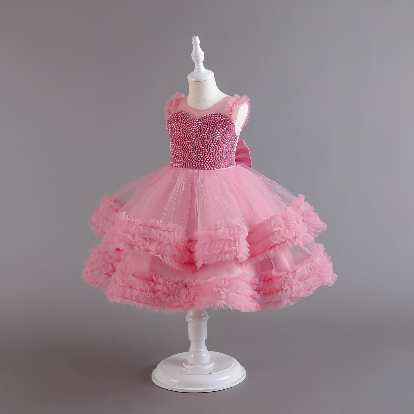 ZllKl High-End Girls Evening Dress Summer Performance Host Dress Flower Girl Dress Children Princess Dress One Year Old Celebration Dress