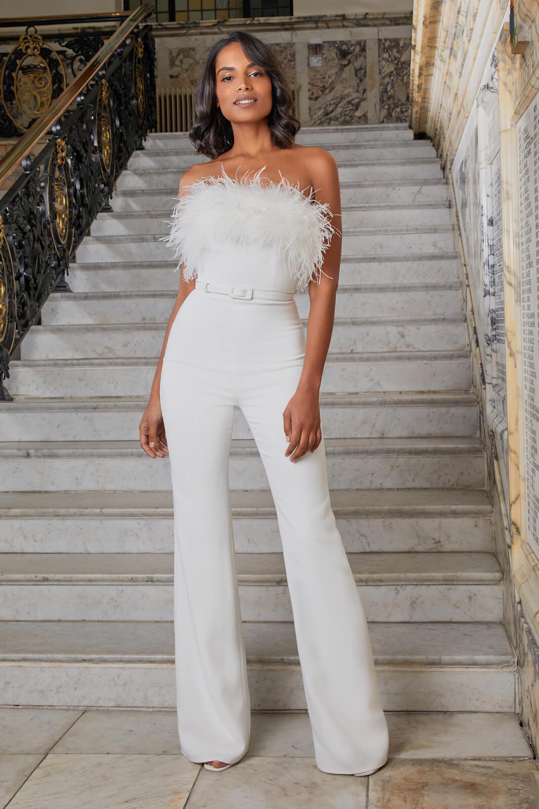 Spring and summer 2022 new 2025 New independent station feather tube top sexy fashion jumpsuit
