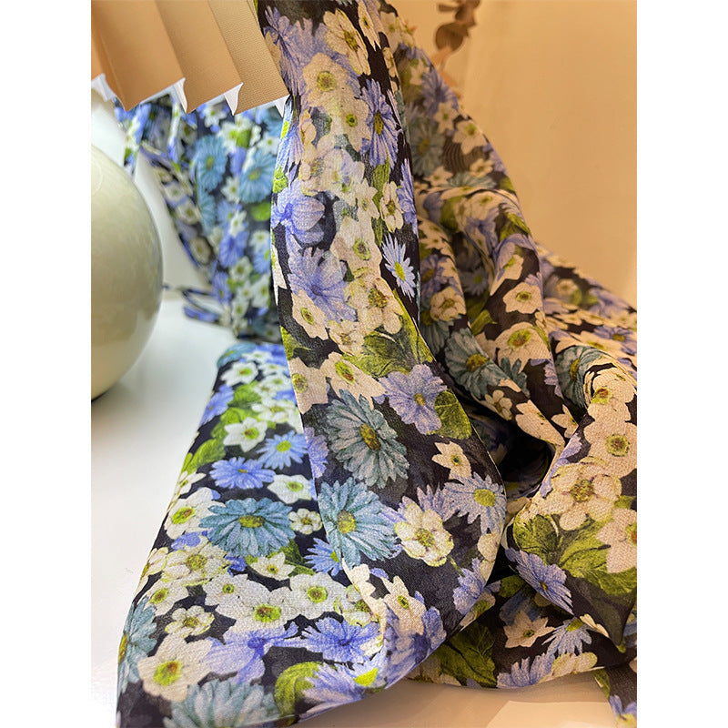 Silk shirt women's spring and summer new mulberry silk design sense niche long-sleeved top, unique printed shirt