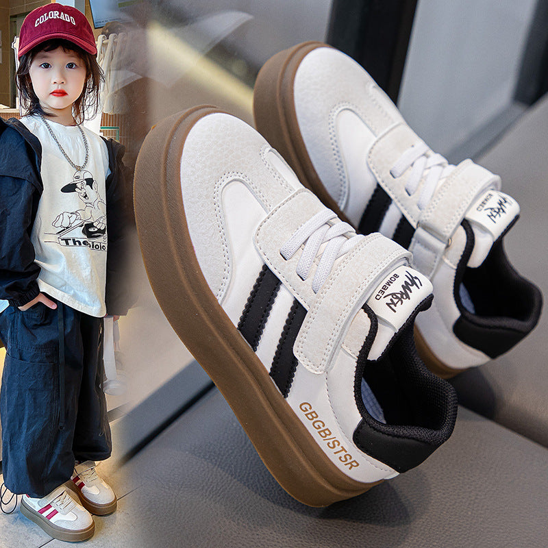 ZllKl Children's Sneaker Spring and Autumn New Boy Versatile Non-Slip Breathable Student Sneakers Girls' Soft Bottom German Training Shoes