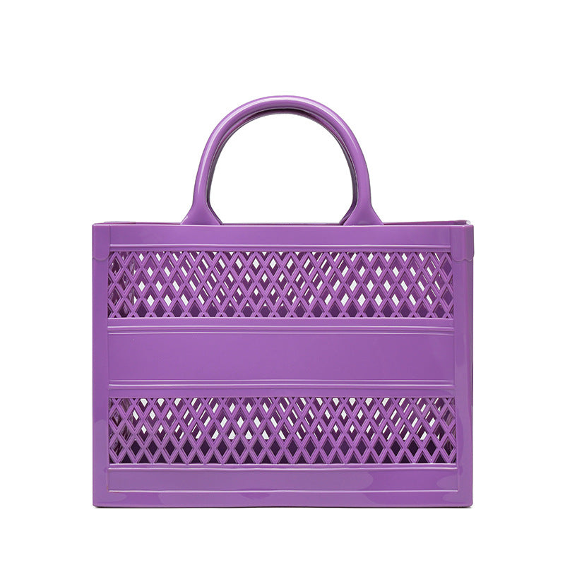 ZLLKL 2025 Trendy PVC Barbie Jelly Bag ins Beach Bag Large Capacity Storage Hollow Beach Bag Shopping Basket Portable Customization