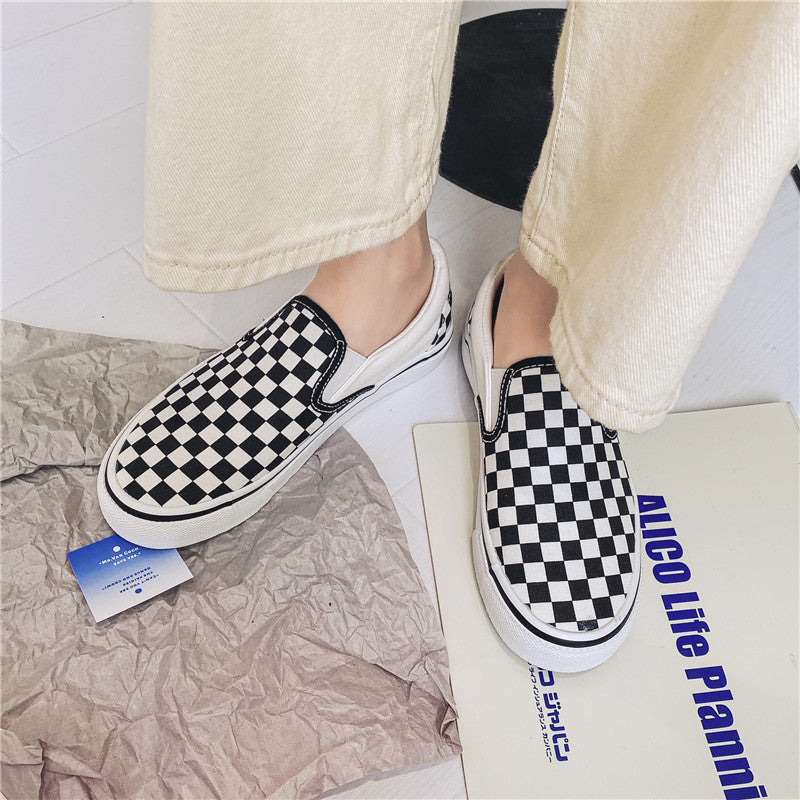 ZllKl Canvas Shoes for Women Men Spring and Autumn New Slip-on Lazy Shoes for Students Casual Flat Skateboard Shoes Korean Couples Shoes