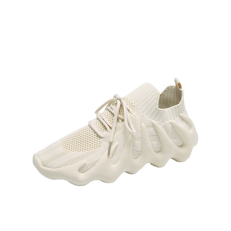 2025 Spring new Korean version of student breathable sports shoes couple socks shoes women's women's running flying knitting 450-7