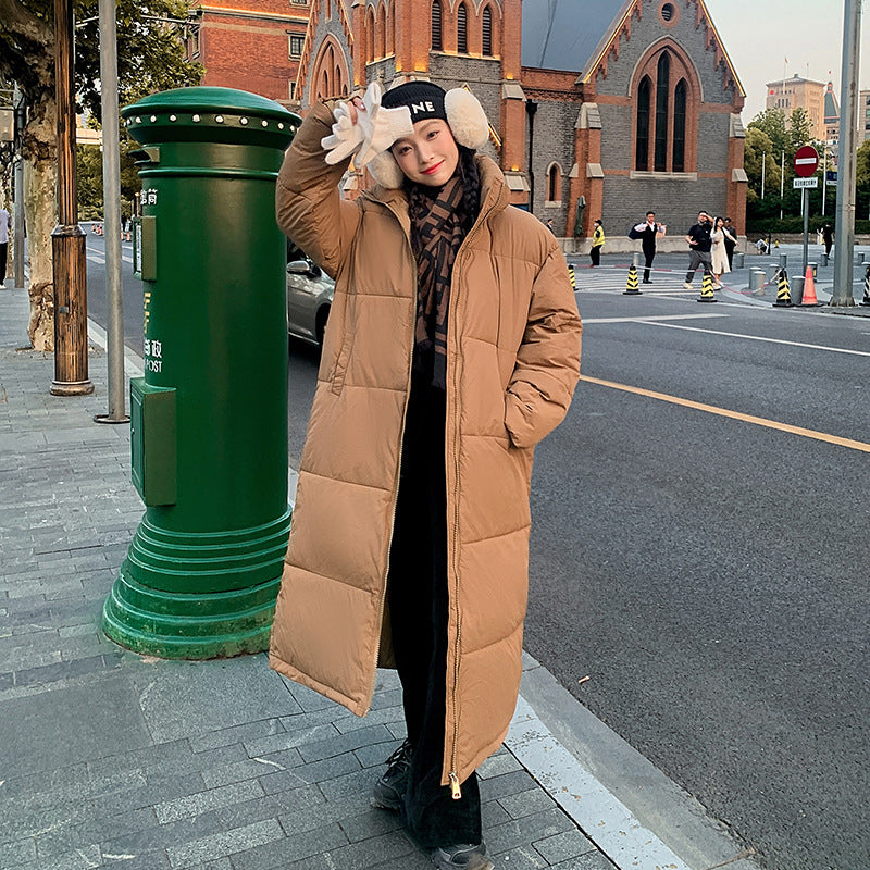 Russian extended model to ankle down cotton-padded jacket for women in the winter of 2023, new Korean version loose knee-padded jacket