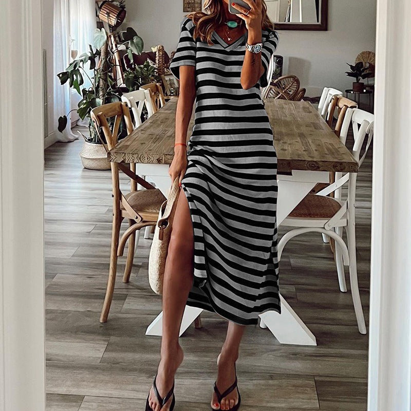 ZllKl Spring European and American Style Wish Best Selling Women's Clothes Cross-Border Slit Loose Printed Skirt New Jumpsuit