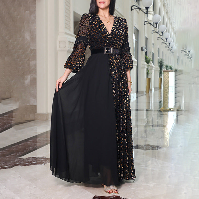2025 New deep V-neck dress new elegant fashion simple sexy party dress