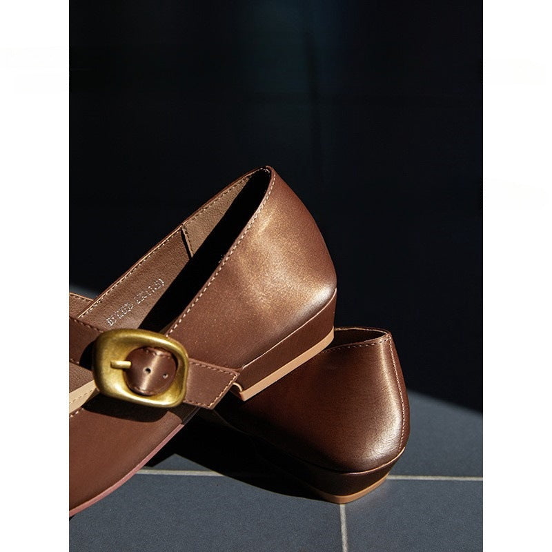 2025 Quiet luxury style silk square head single shoes women's low thick heel new comfortable commuting temperament women's shoes
