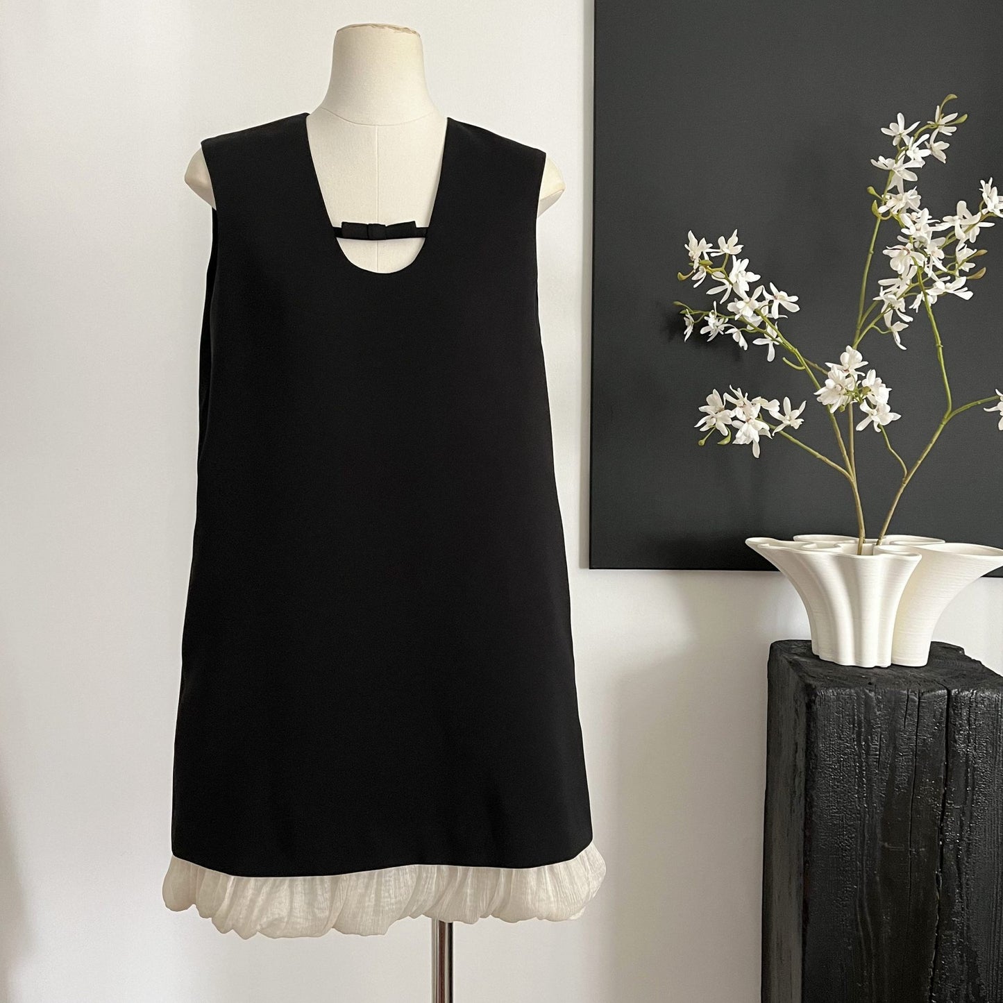 ZllKl Guangzhou Thirteen Lines Female Miao Series Black Dress Twill Suiting Stitching Design Butterfly Black Dress M124