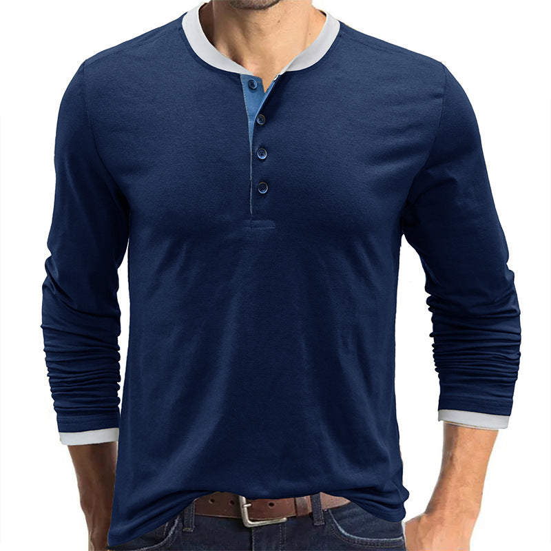 ZLLKL 2025 men's clothing Henry shirt autumn and winter men's long-sleeved t-shirt Popular trade men's t-shirt short-sleeved top clothing wholesale