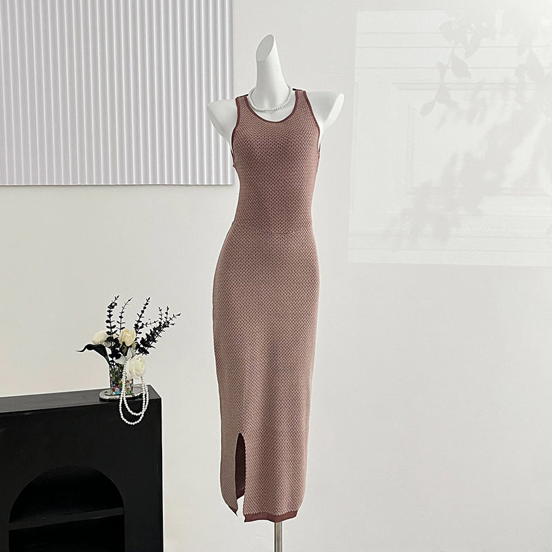ZllKl 2025 women's clothing New summer new fashionable and sexy round neck slim-fit halter waist and hip dress