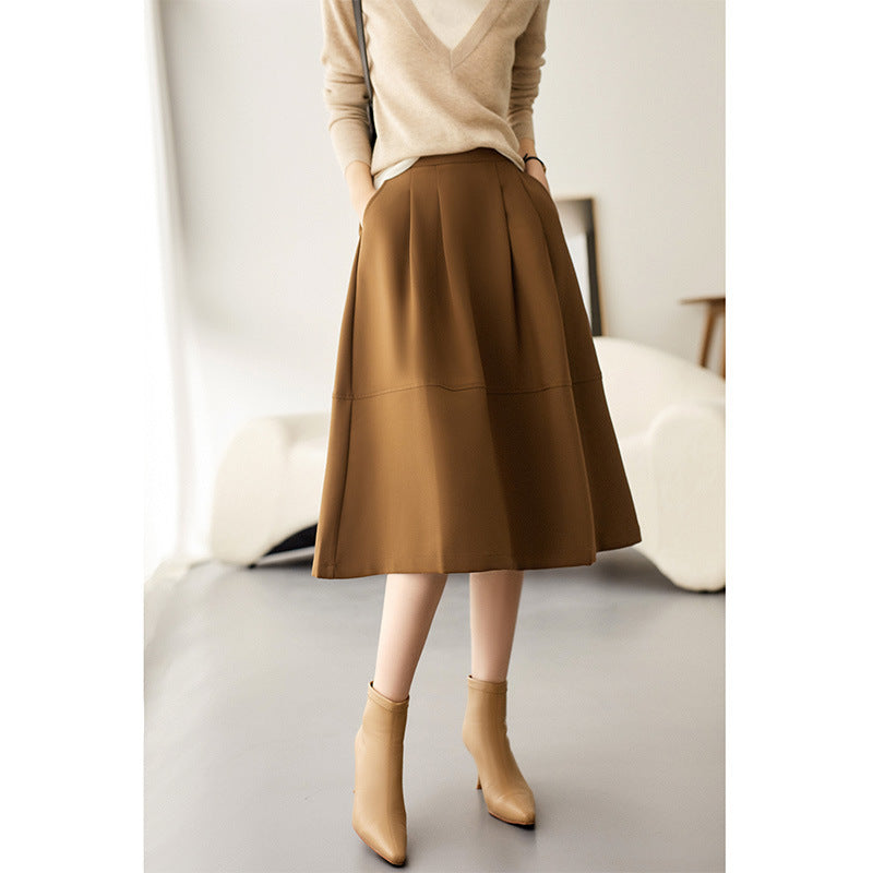 2025 Hepburn high-waisted umbrella skirt, large pendulum medium and long skirt spring and summer new women's skirt