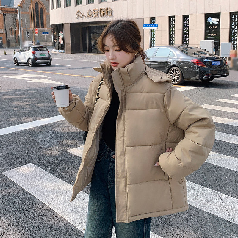 Women's short cotton-padded clothes 2023 winter new cross-border European and American small hooded down cotton-padded clothes women's thickened warm cotton-padded jackets