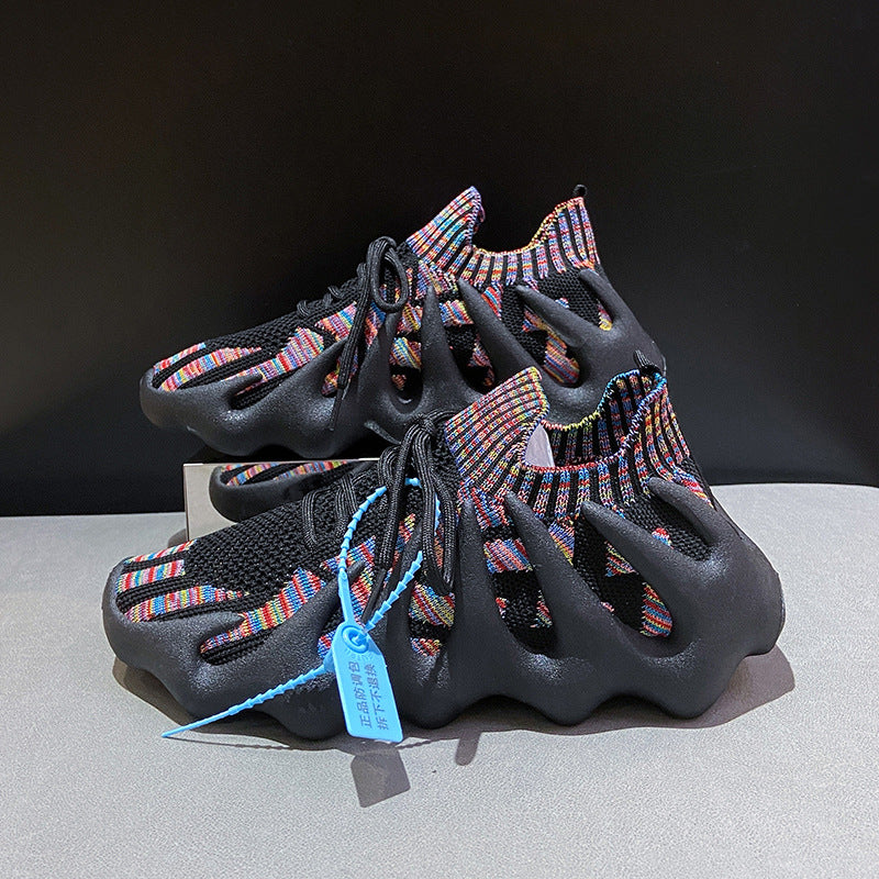 2025 Spring new Korean version of student breathable sports shoes couple socks shoes women's women's running flying knitting 450-7