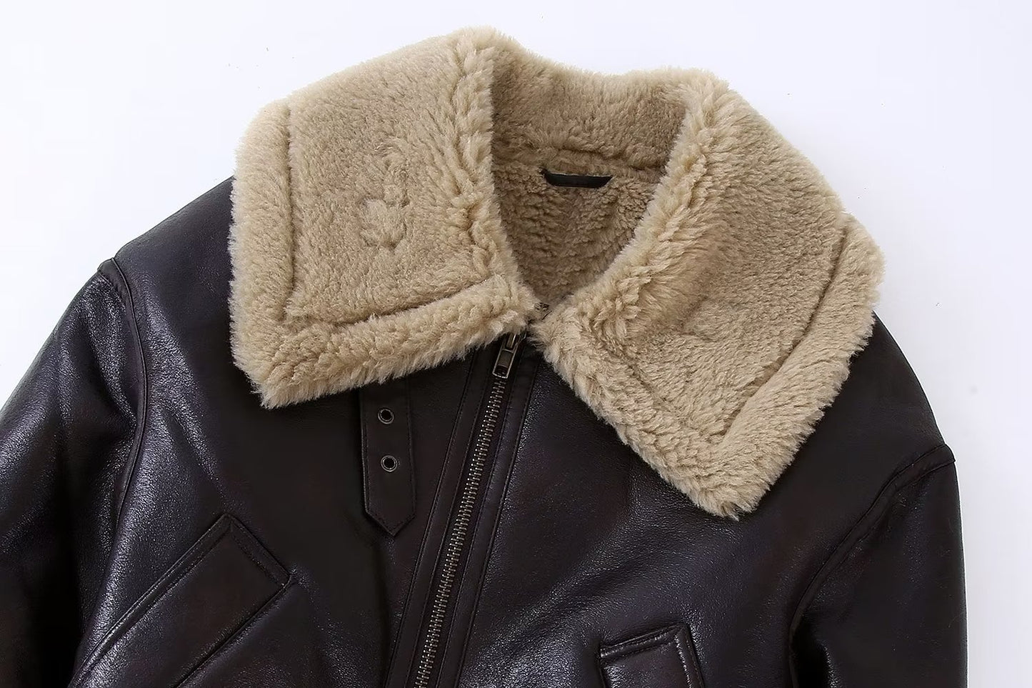 European and American wholesale autumn and winter new women's clothing casual imitation leather versatile double-sided short jacket