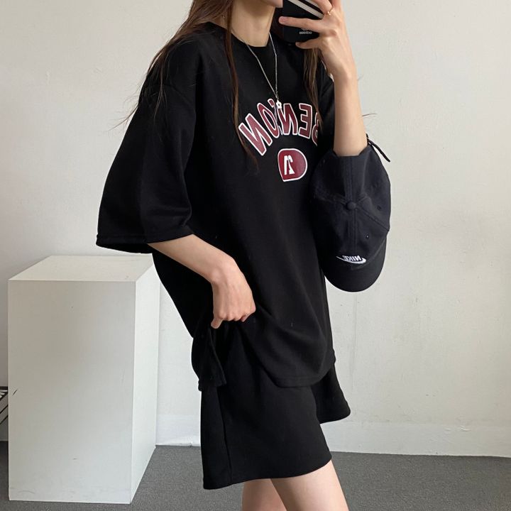 ZllKl 100% cotton-containing 2025 trade suit women's clothing large size two-piece set summer fashion casual sportswear short-sleeved shorts 3 colors