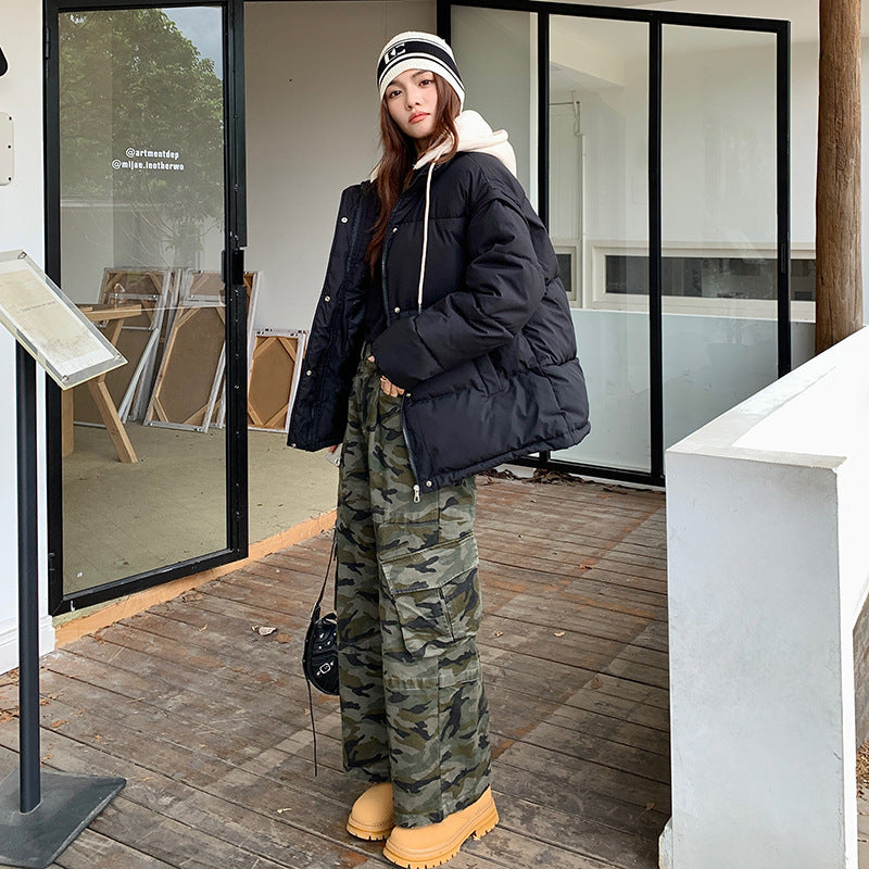European and American live-sleeved down cotton clothes women's short 2025 autumn and winter new thickened bread clothes two wear cotton clothes vest jacket