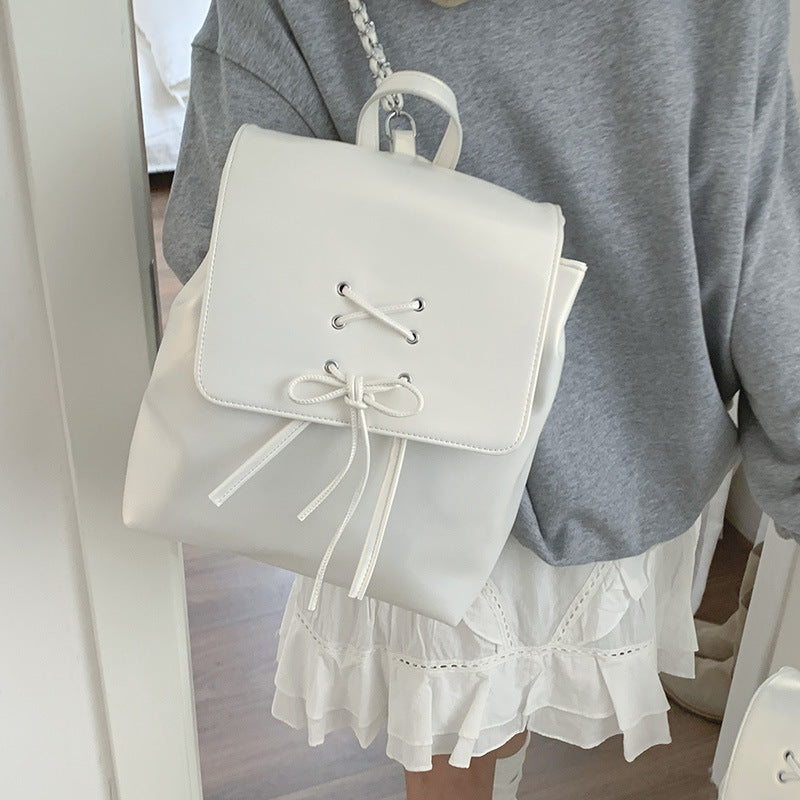 ZLLKL 2025 Ballet style bow backpack women's summer trendy Korean backpack cute portable shoulder bag schoolbag
