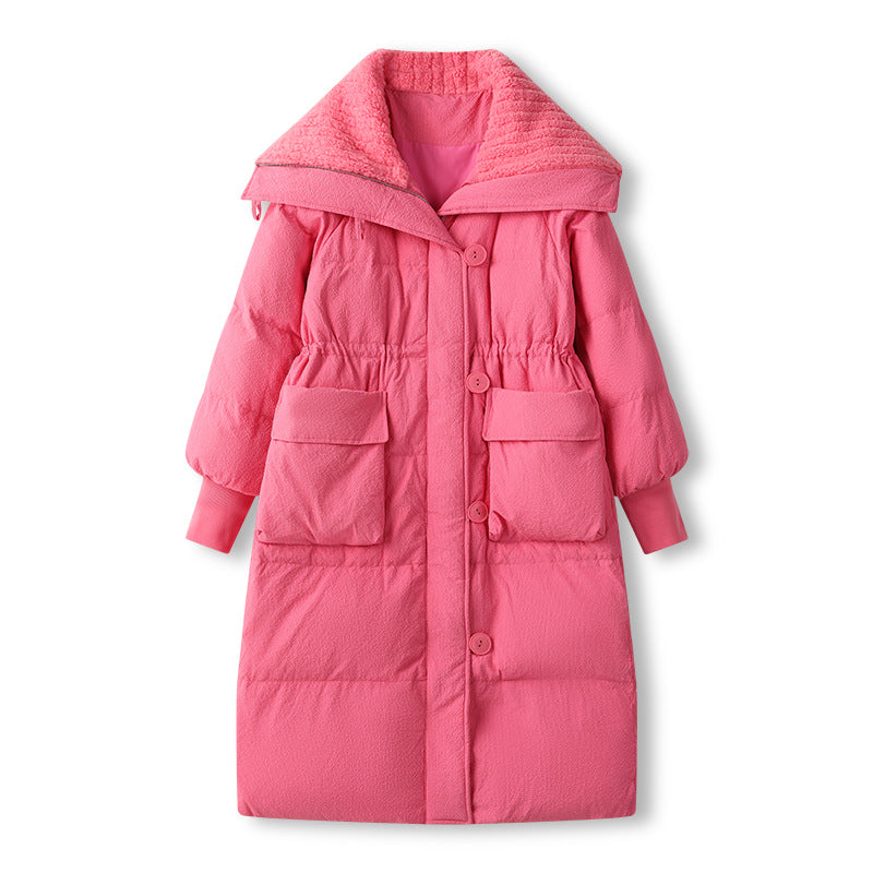 Popular 2023 winter clothes new milk whirring shawl down jacket women's medium and long over-the-knee thickened trendy thin coat