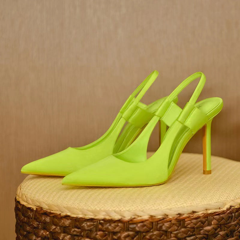 ZllKl Fairy High Heels Women's New Pointed Toe Stiletto Heel Muller Shoes Casual Outdoor Closed Toe Sandals Fashionable Microfiber
