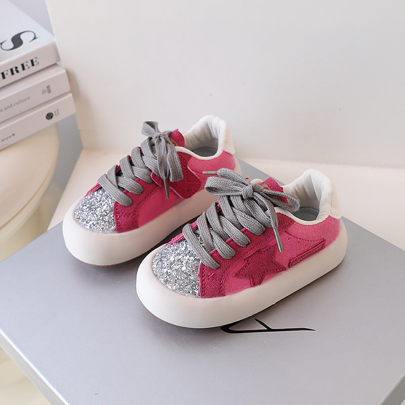 ZllKl Girls Low-Top Sneakers Autumn New Fashion Children's Casual Pumps Little Girl Soft Bottom Non-Slip Sneaker