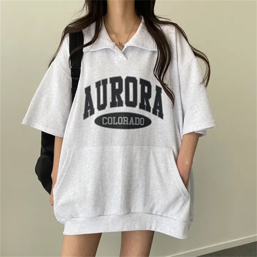 ZllKl Manufacturer sweater top ins medium and long cotton mother pocket loose long short sleeve medium and long T-shirt women's summer New