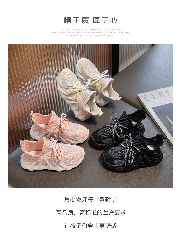 ZllKl Children's Shoes Spring New Boys' Spring and Autumn Mesh Sneaker Breathable Fashion Coconut Shoes Girls