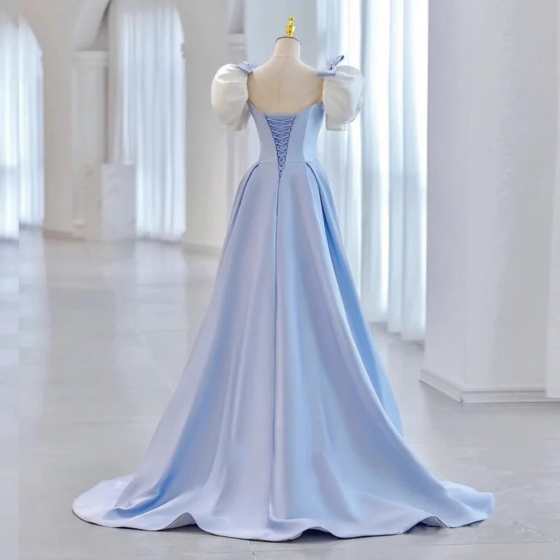 2025 Light blue evening dress women's high-end adult ceremony princess dress on the run haute couture light luxury vocal art test long