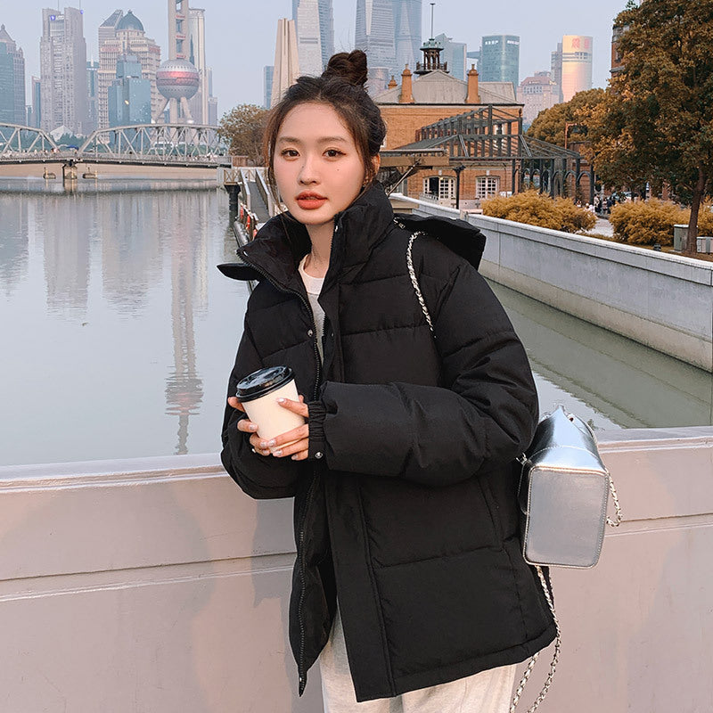 Women's short cotton-padded clothes 2023 winter new cross-border European and American small hooded down cotton-padded clothes women's thickened warm cotton-padded jackets