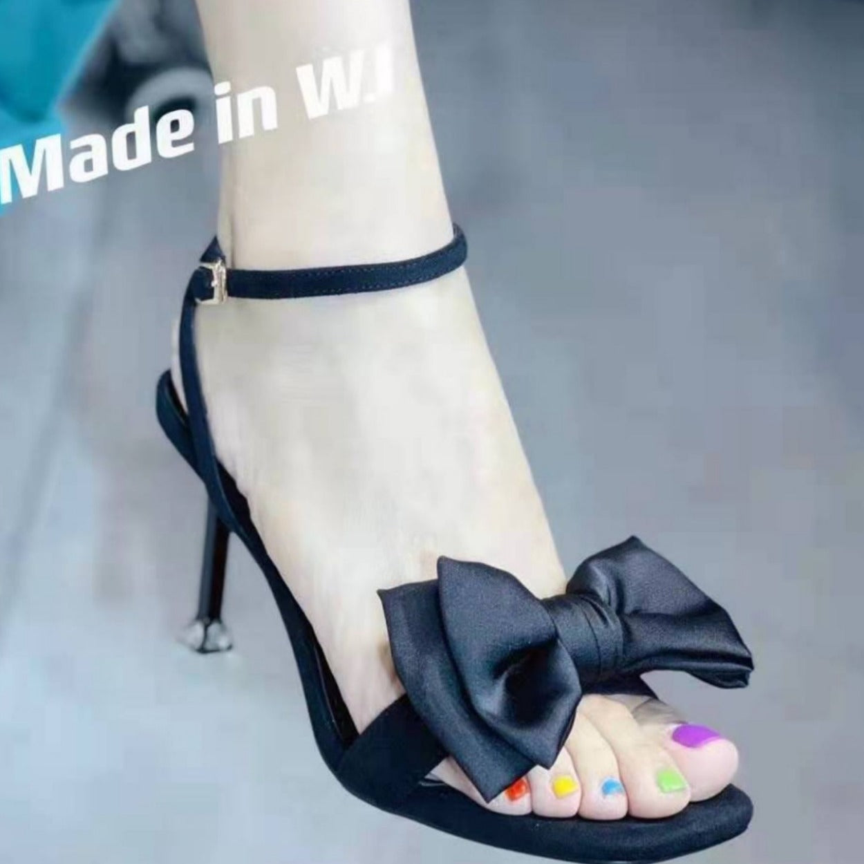 ZllKl Women's High Heel Sandals for Outer Wear New Korean Style Fairy Style Buckle Bow Women's Stiletto Heel Sandals Generation Hair