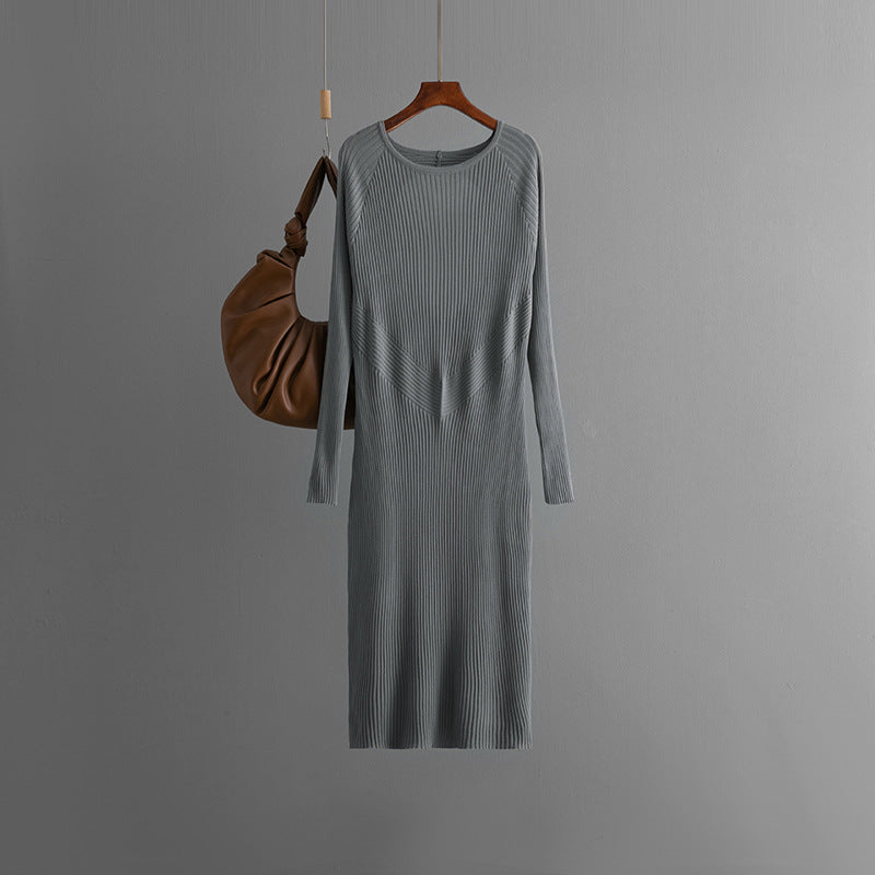 ZllKl 2025 knitted dresses, autumn inner fit, slim and thin back, hollow trousers, sweater, bottoming skirt