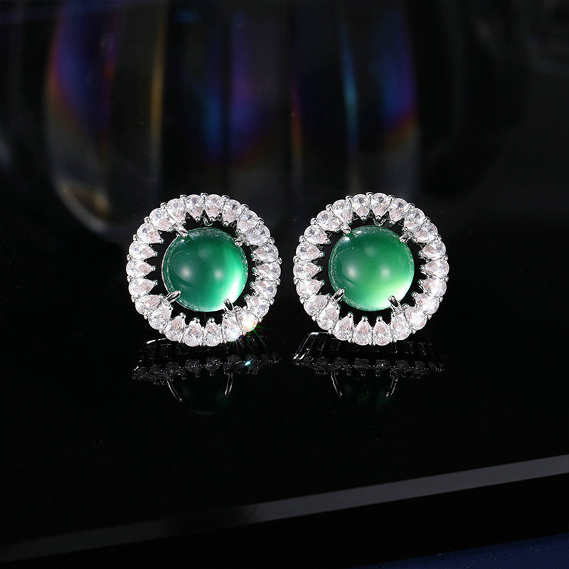 2025 S925 Silver Needle Temperament Earrings New Retro High-end National Style Earrings Advanced Sense New Chinese Exquisite Round Earrings
