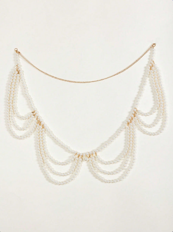 MW3318 2025 waist chain simple personality multi-layer wave fringe pendulum chain pearl chain waist chain waist decoration