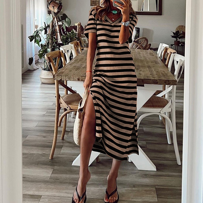 ZllKl Spring European and American Style Wish Best Selling Women's Clothes Cross-Border Slit Loose Printed Skirt New Jumpsuit